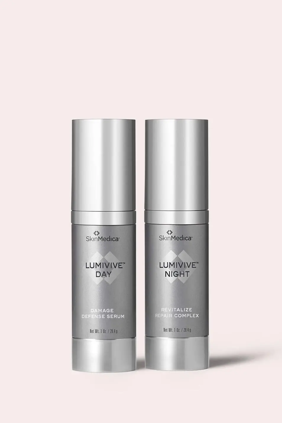 LUMIVIVE® System bottles for day and night skin defense and repair.